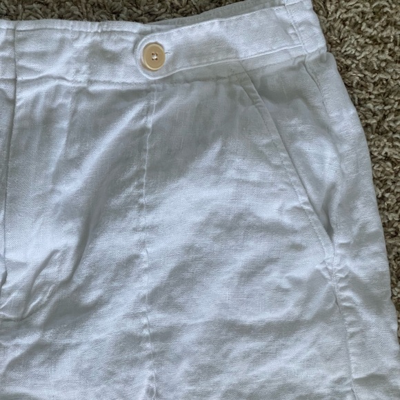 Madewell White Linen Classic Button Tab Shorts Size 12 - Picture 4 of 8